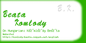 beata komlody business card